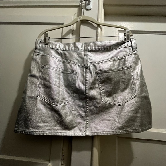 Madewell x Aimee Song denim mini skirt in coated silver size 29 NWT new - Picture 7 of 15